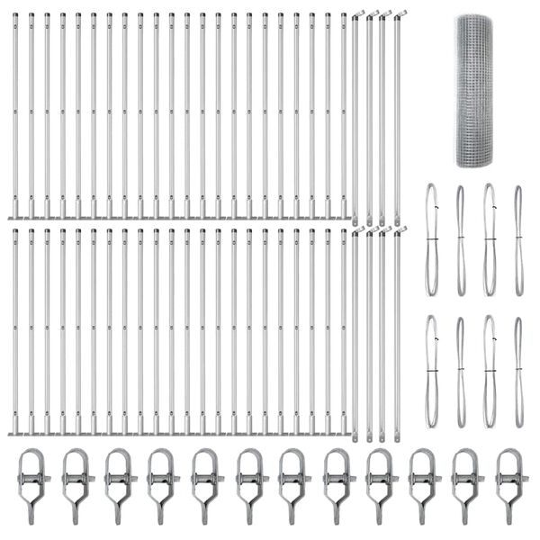 vidaXL Poteau de cl&ocirc;ture. Argent&eacute; 100 x 0,6 m (maille de 25 x 25 mm)