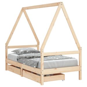 vidaXL Cadre de lit pour enfant et tiroirs 80x160cm bois de pin massif