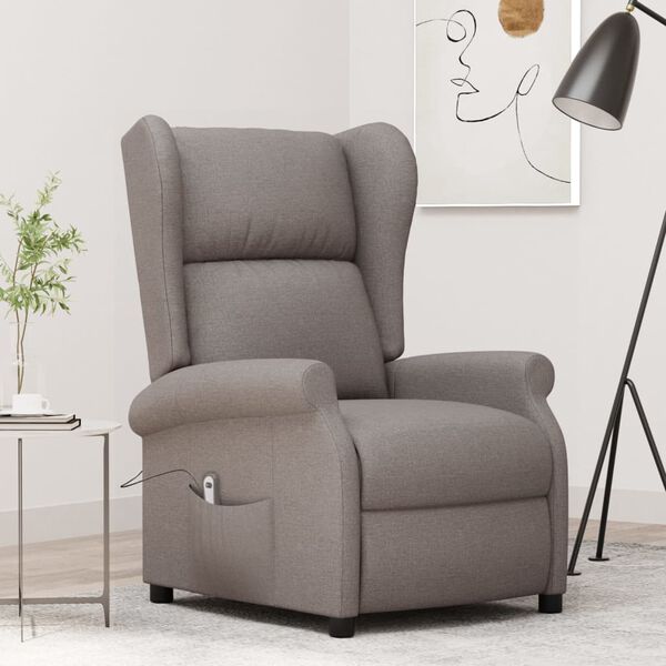 vidaXL Fauteuil inclinable &eacute;lectrique &agrave; oreilles taupe Tissu