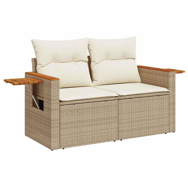 vidaXL Salon de jardin avec coussins 8 pcs beige r&eacute;sine tress&eacute;e