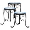 vidaXL Supports pour plantes 3 pcs bleu et blanc c&eacute;ramique