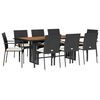vidaXL Ensemble &agrave; manger de jardin 9pcs coussins noir r&eacute;sine tress&eacute;e