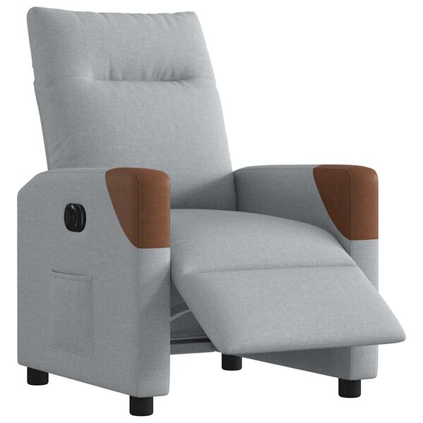 vidaXL Fauteuil inclinable &eacute;lectrique Gris clair Tissu