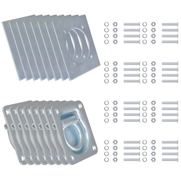 vidaXL Anneau d'arrimage pour remorque 8 pcs Acier galvanis&eacute; 2000 kg