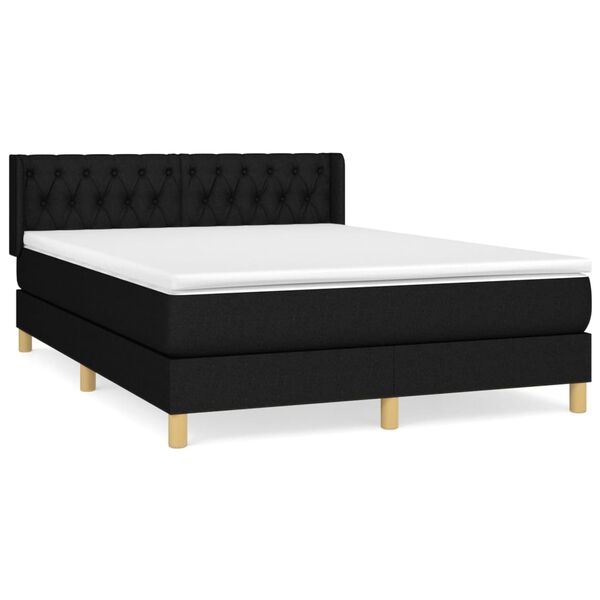 vidaXL Sommier &agrave; lattes de lit avec matelas Noir 140x190 cm Tissu