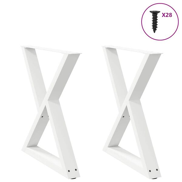 vidaXL Pieds de table &agrave; manger 2 pi&egrave;ces Blanc 70 x (72-73,3) cm Acier