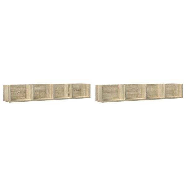 vidaXL Armoires murales 2pcs ch&ecirc;ne sonoma 99x18x16,5cm bois ing&eacute;nierie