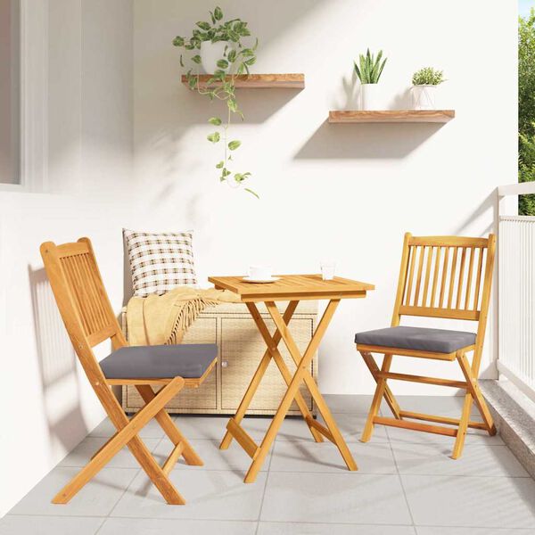 vidaXL Ensemble bistro de jardin 3 pcs Marron Bois d'Acacia Massif
