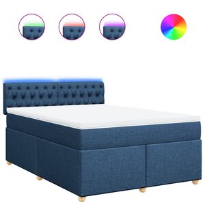 vidaXL Sommier &agrave; lattes de lit avec matelas Bleu 160x200 cm Tissu