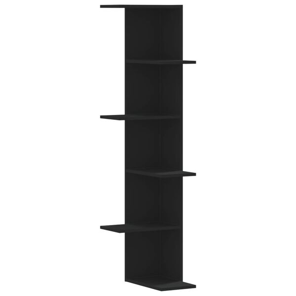 vidaXL Étagère d'angle murale noir 36,5x36,5x140 cm bois d'ingénierie