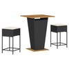 vidaXL Ensemble de bar de jardin 3 pcs avec coussins noir poly rotin