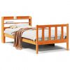 vidaXL Cadre de lit et t&ecirc;te de lit sans matelas cire marron 100x200 cm