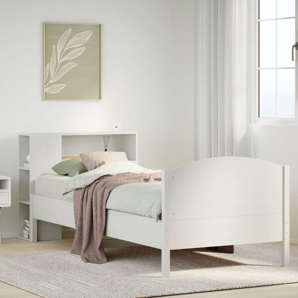 vidaXL Lit biblioth&egrave;que sans matelas blanc 100x200 cm bois pin massif