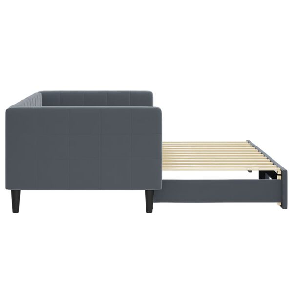 vidaXL Lit de jour avec gigogne sans matelas gris fonc&eacute; 90x200 cm