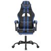 vidaXL Chaise de jeu pivotante et repose-pied Noir et bleu Similicuir