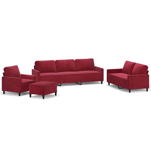 vidaXL Ensemble de canap&eacute;s 4 pcs avec coussins Rouge bordeaux Velours