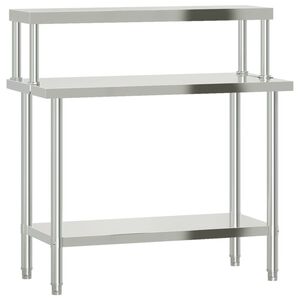 vidaXL Table de travail de cuisine avec &eacute;tag&egrave;re 110x55x120 cm inox
