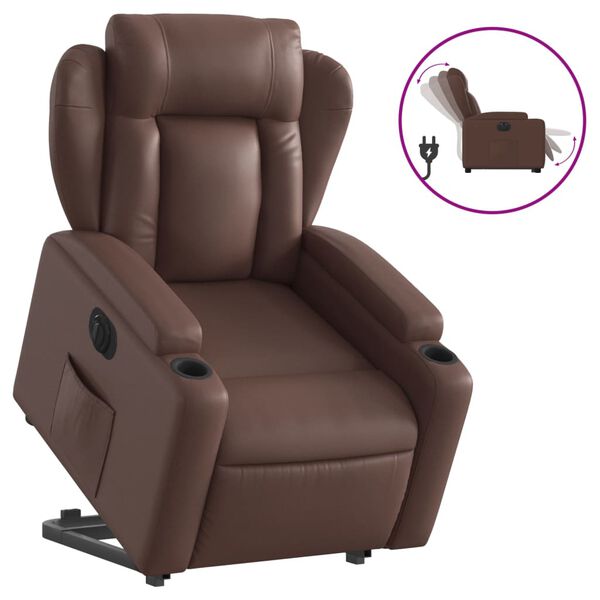 vidaXL Fauteuil inclinable &eacute;lectrique marron similicuir