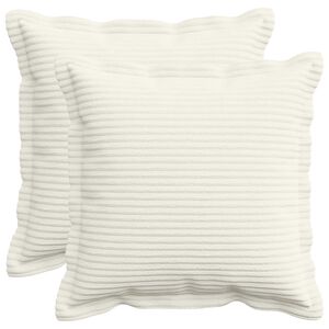 vidaXL Housse de coussin 2 pc HOUTEN Cr&egrave;me 30 x 30 cm velours c&ocirc;tel&eacute;