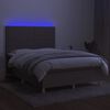 vidaXL Sommier &agrave; lattes de lit et matelas et LED Taupe 140x200cm Tissu