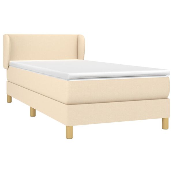 vidaXL Sommier &agrave; lattes de lit avec matelas Cr&egrave;me 90x200 cm Tissu