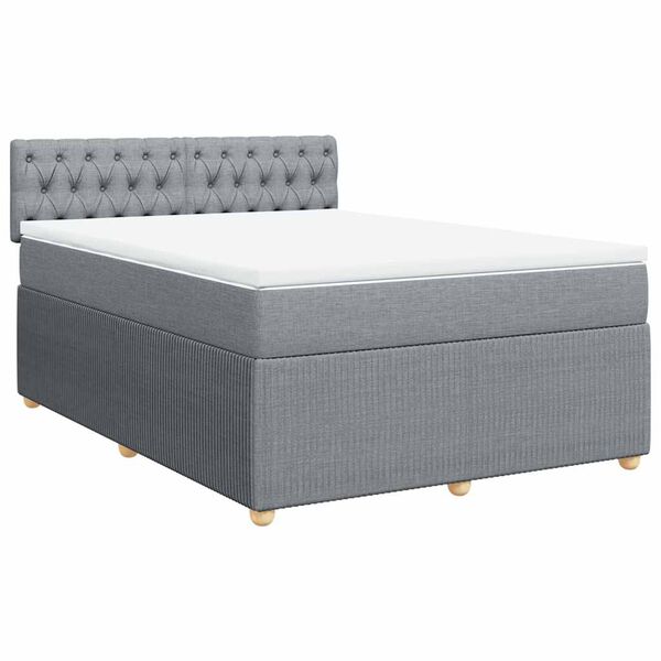 vidaXL Sommier &agrave; lattes de lit avec matelas Gris clair 140x200cm Tissu
