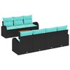 vidaXL Ensemble de canap&eacute; de jardin 8 pc Noir et turquoise polyrotin