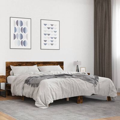 vidaXL Cadre de lit sans matelas chêne fumé 150x200 cm