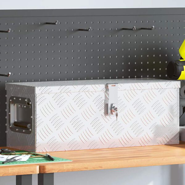 vidaXL Bo&icirc;te de rangement Argent&eacute; 60x23,5x23 cm Aluminium