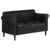 vidaXL Canap&eacute; &agrave; 2 places noir cuir v&eacute;ritable