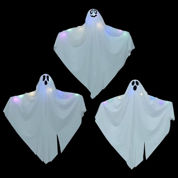 vidaXL Fant&ocirc;me Suspendu Halloween 3 pcs Blanc 52 x 62 cm Polyester