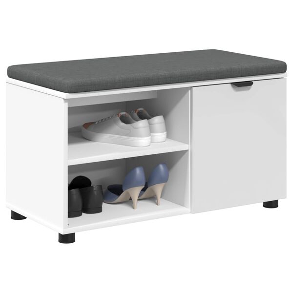 vidaXL Banc d'entr&eacute;e avec coussin Uni Blanc 80 x 38 x 46 cm