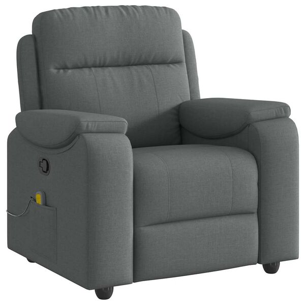 vidaXL Fauteuil de massage inclinable Gris fonc&eacute; Tissu