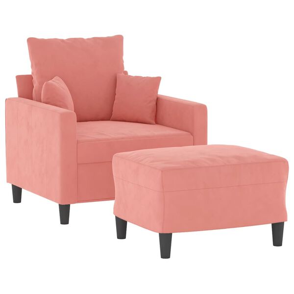 vidaXL Fauteuil avec repose-pied Rose 60 cm Velours