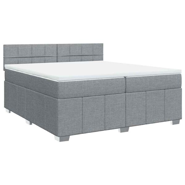 vidaXL Sommier &agrave; lattes de lit avec matelas Gris clair 200x200cm Tissu