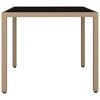 vidaXL Table de jardin plateau en verre Résine tressée verre trempé