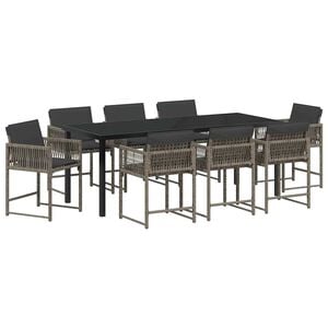 vidaXL Ensemble de salle &agrave; manger pour jardin 9 pcs Gris polyrotin