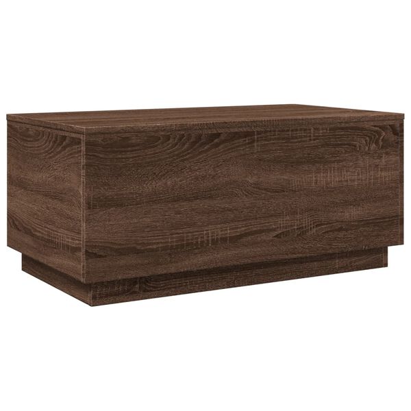 vidaXL Table basse avec lumi&egrave;res LED ch&ecirc;ne marron 90x50x40 cm