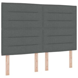 vidaXL Lit &agrave; ressort LED avec matelas Gris fonc&eacute; 140 x 190 cm tissu