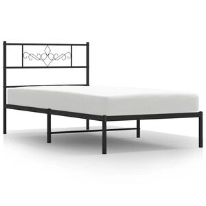vidaXL Cadre de lit m&eacute;tal sans matelas avec t&ecirc;te de lit noir 100x190cm