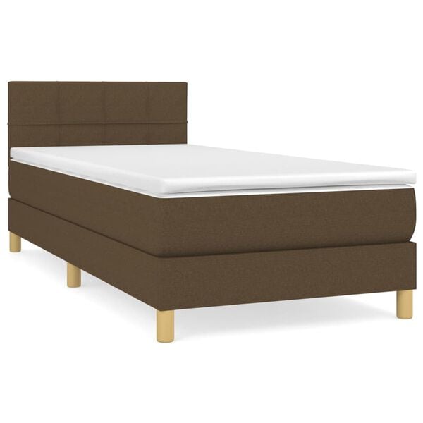 vidaXL Sommier &agrave; lattes de lit avec matelas Marron fonc&eacute; 100x200 cm