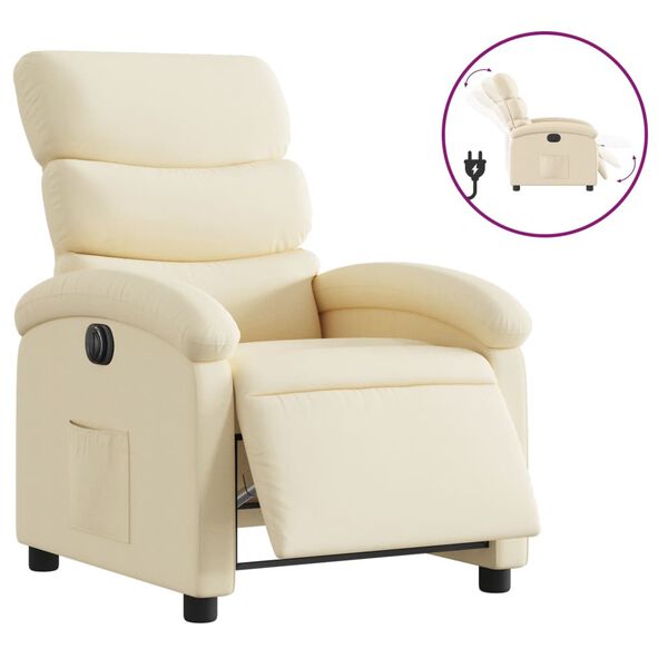 vidaXL Fauteuil inclinable &eacute;lectrique Cr&egrave;me Tissu