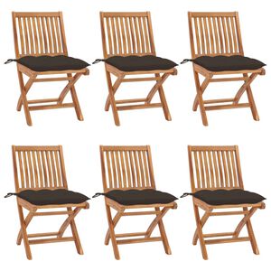 vidaXL Chaises pliables de jardin avec coussins lot de 6 Bois de teck