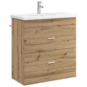 vidaXL Ensemble de mobilier de salle de bain Ch&ecirc;ne artisanal