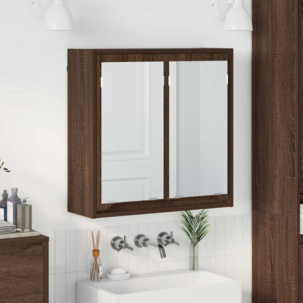 vidaXL Armoire Miroir de Salle de Bain Ch&ecirc;ne brun 60 x 20 x 60 cm