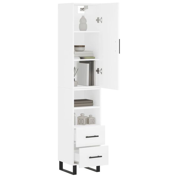 vidaXL Buffet haut Blanc 34,5x34x180 cm Bois d'ing&eacute;nierie