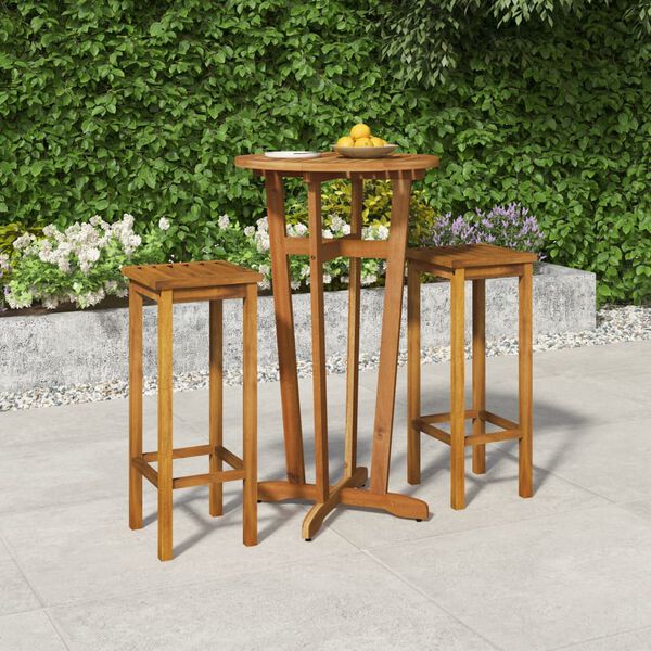 vidaXL Ensemble de bar de jardin 3 pcs bois d'acacia solide
