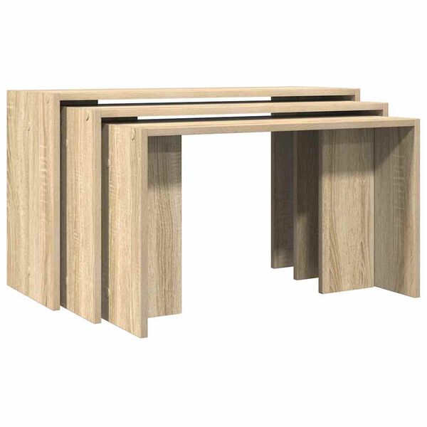 vidaXL Tables gigognes 3 pcs chêne sonoma bois d'ingénierie
