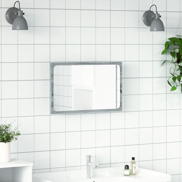 vidaXL Miroir de salle de bain &agrave; LED sonoma gris bois d'ing&eacute;nierie
