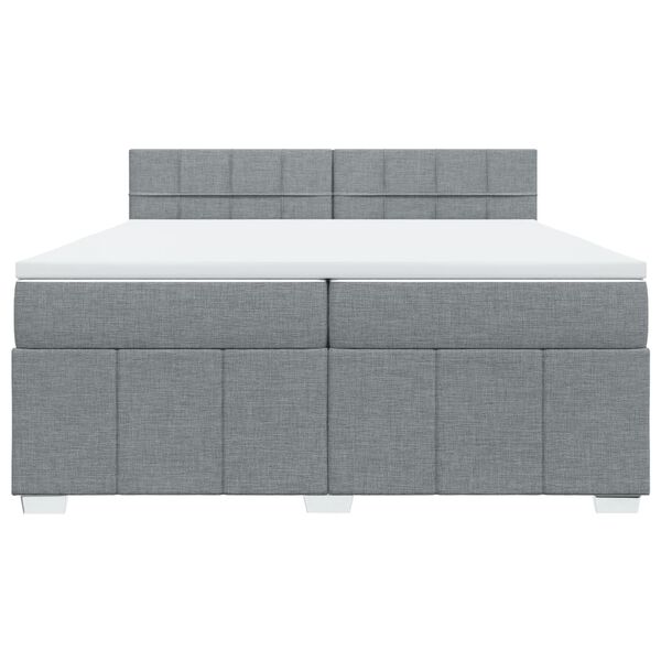 vidaXL Sommier &agrave; lattes de lit avec matelas Gris clair 200x200cm Tissu